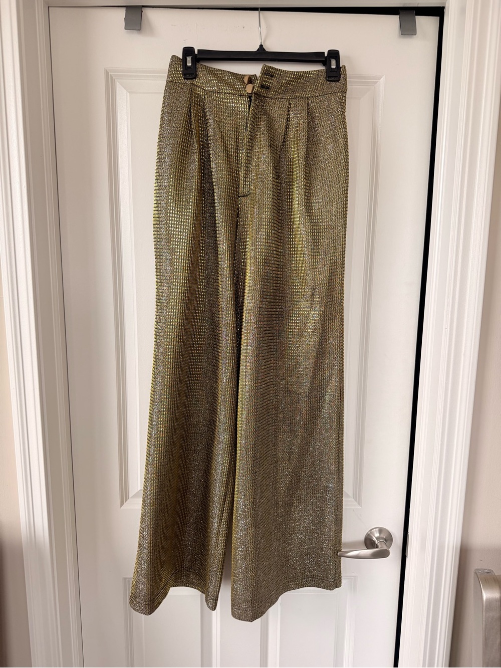 Metallic Gold Wide-Leg Pants